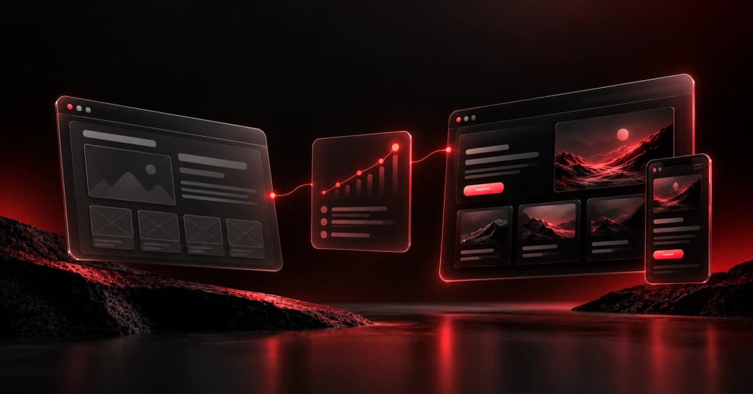 Concept illustration of website redesign from an old layout to a modern responsive design